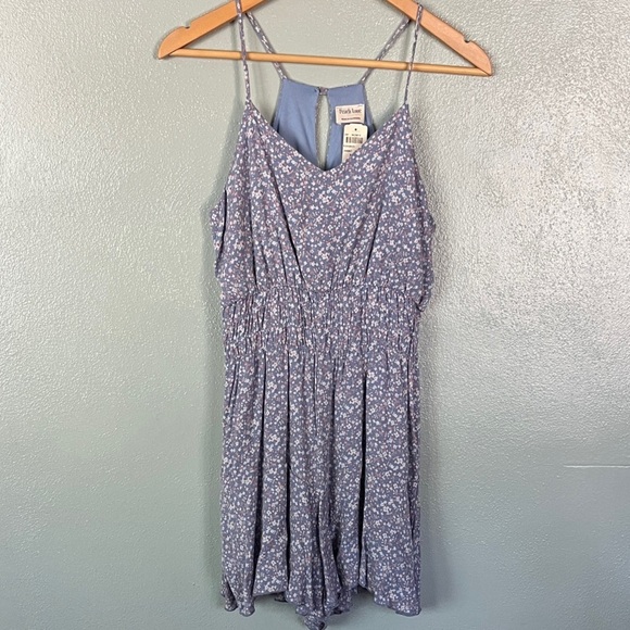 Peach Love California Pants - Peach Love California Blue Floral Romper NWT Small